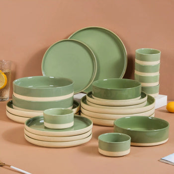 Earthy 22 Piece Dinner Set For 6 Green