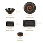 Black Exotic 22-Piece Ceramic Dinner Set For 6