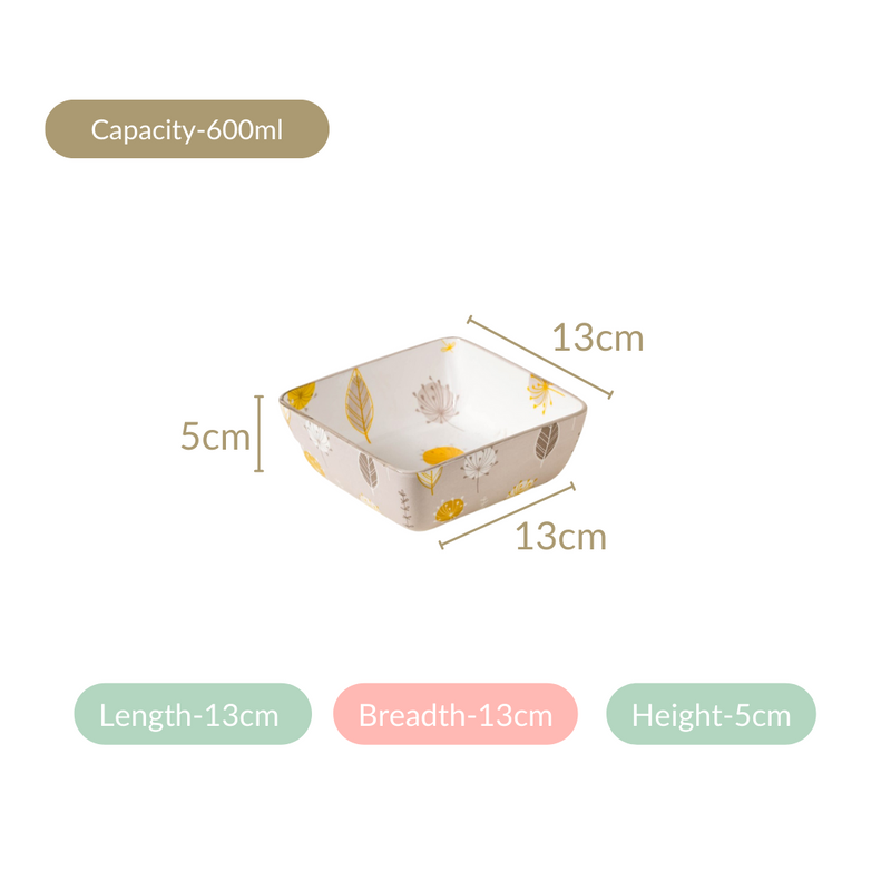 Dandelion Square Snack Bowl Set Of 4 600ml - Microwave safe bowls, serving bowls, square bowls,large bowls, serving dishes