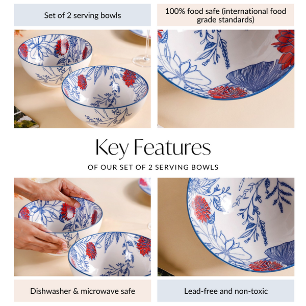 Ceramic Oriental Elegance Serving Bowl Set Of 2 1650ml