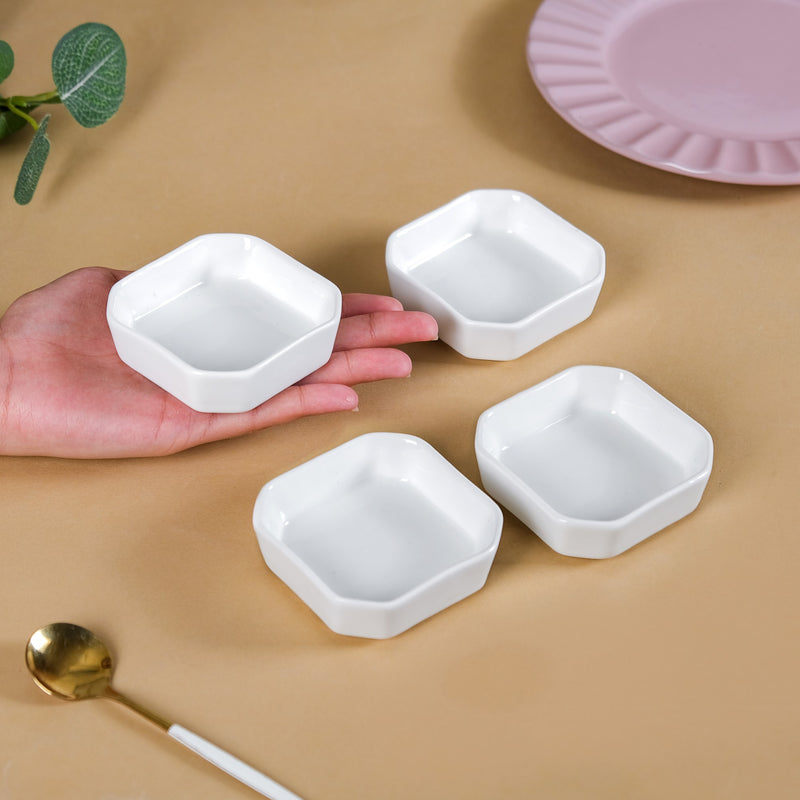 Snack Time Ceramic Dip Bowl White 50 ml Set Of 4 - Dip bowls, mini bowls, ceramic dip bowls, dip bowls set