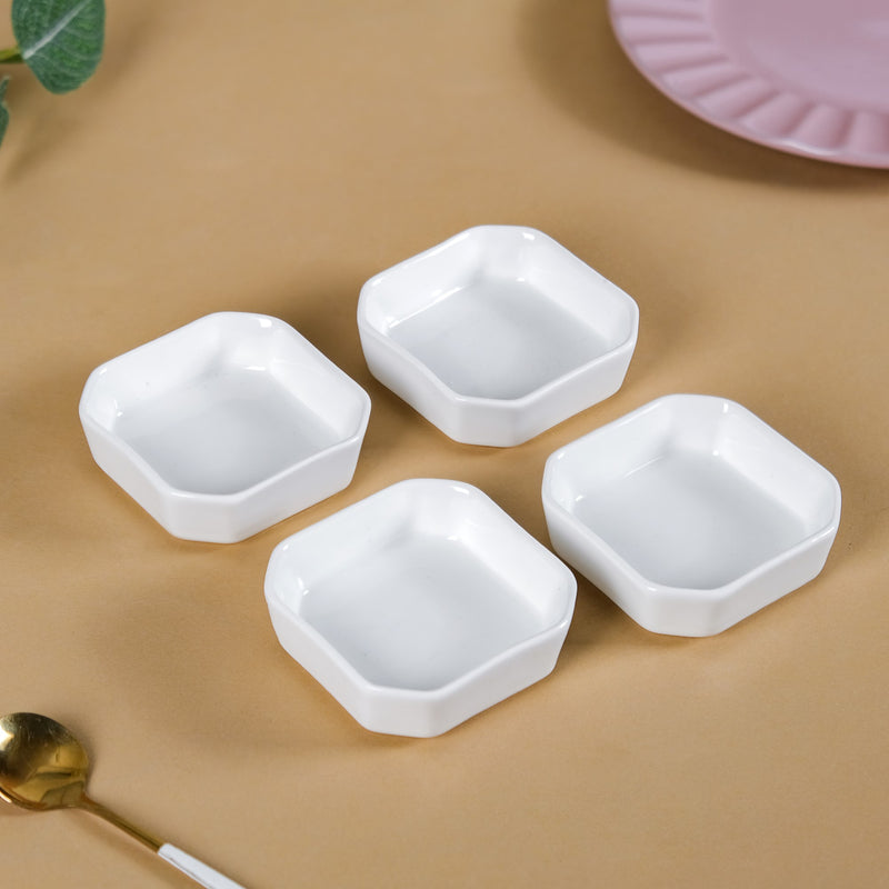 Snack Time Ceramic Dip Bowl White 50 ml Set Of 4 - Dip bowls, mini bowls, ceramic dip bowls, dip bowls set