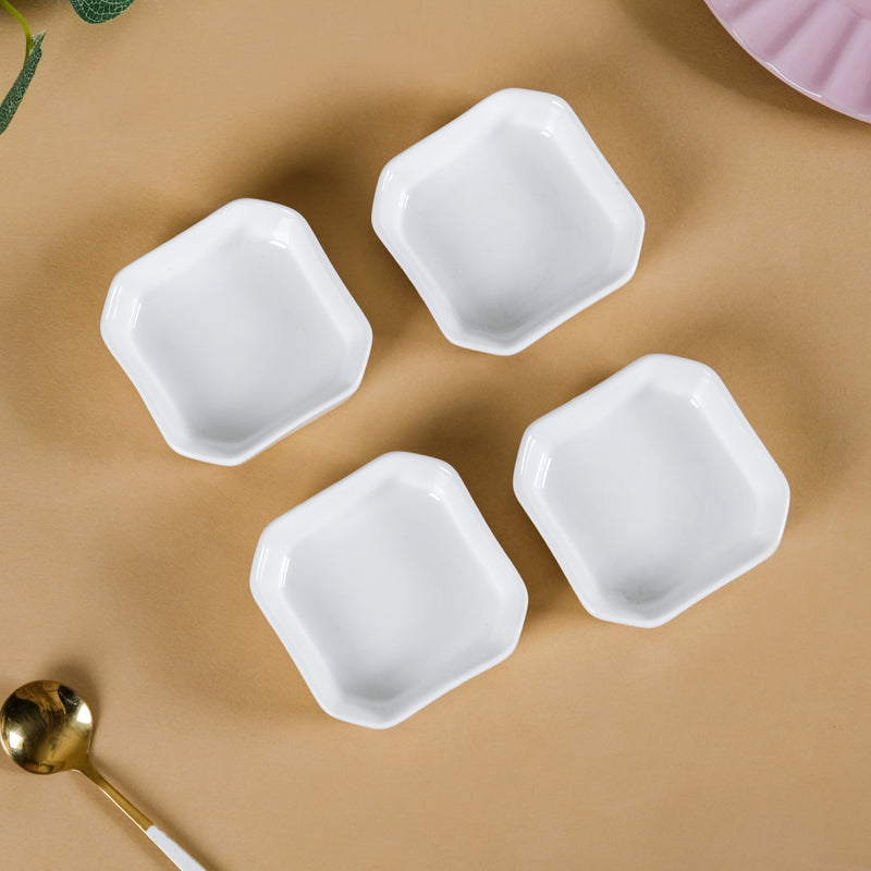 Snack Time Ceramic Dip Bowl White 50 ml Set Of 4 - Dip bowls, mini bowls, ceramic dip bowls, dip bowls set
