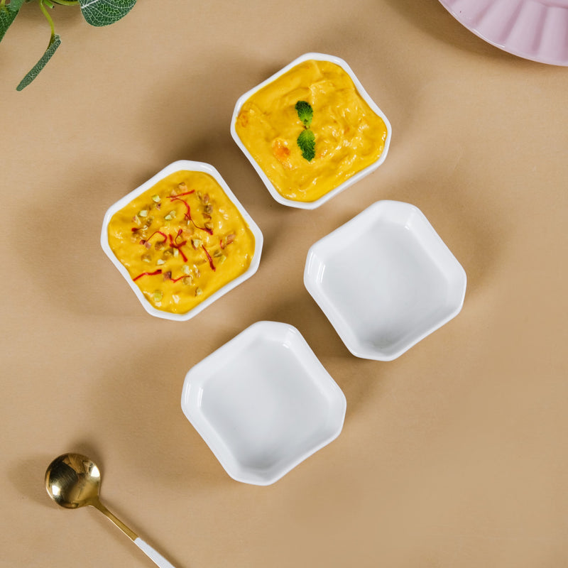 Snack Time Ceramic Dip Bowl White 50 ml Set Of 4 - Dip bowls, mini bowls, ceramic dip bowls, dip bowls set