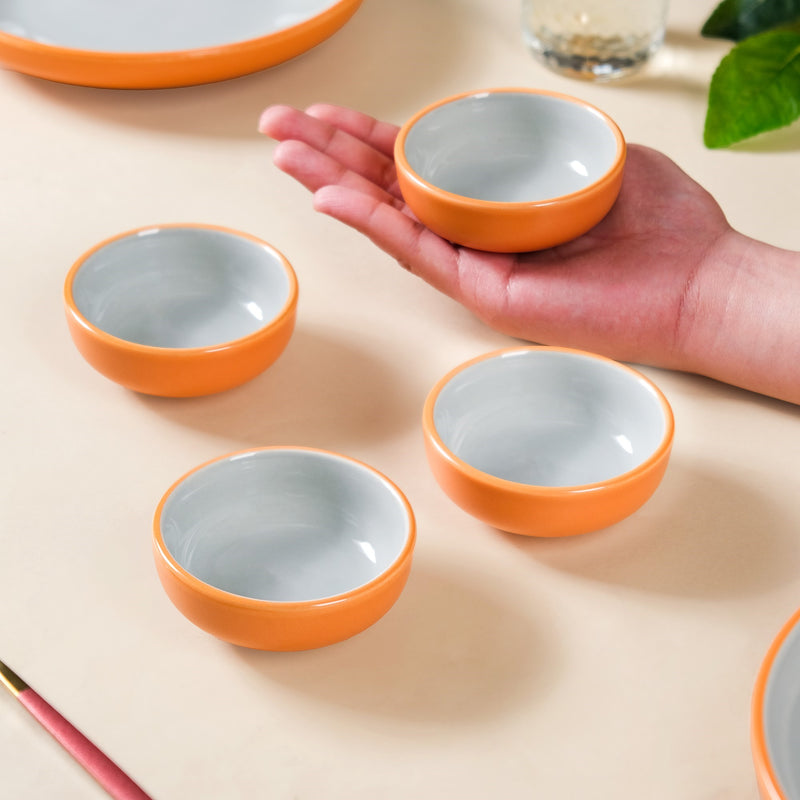 Zoella Orange Dip Dishes Set Of 4 100ml - Dip bowls, mini bowls, ceramic dip bowls, dip bowls set