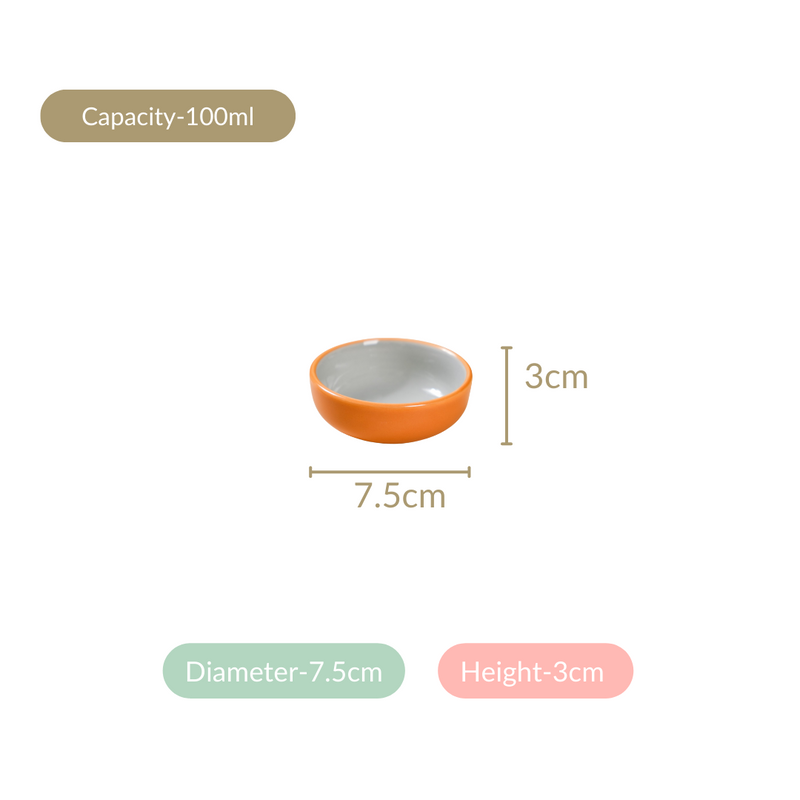 Zoella Orange Dip Dishes Set Of 4 100ml - Dip bowls, mini bowls, ceramic dip bowls, dip bowls set