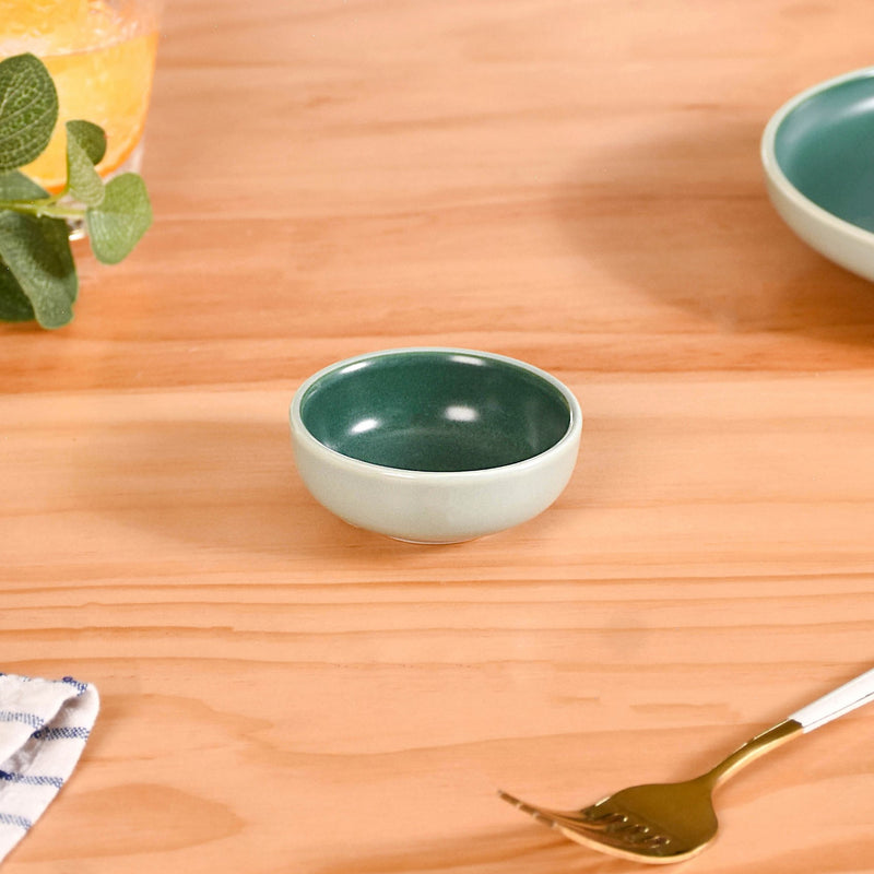 Set Of 4 Green Zoella Dip Dishes 100ml - Dip bowls, mini bowls, ceramic dip bowls, mini bowls, sauce bowls, condiment bowls