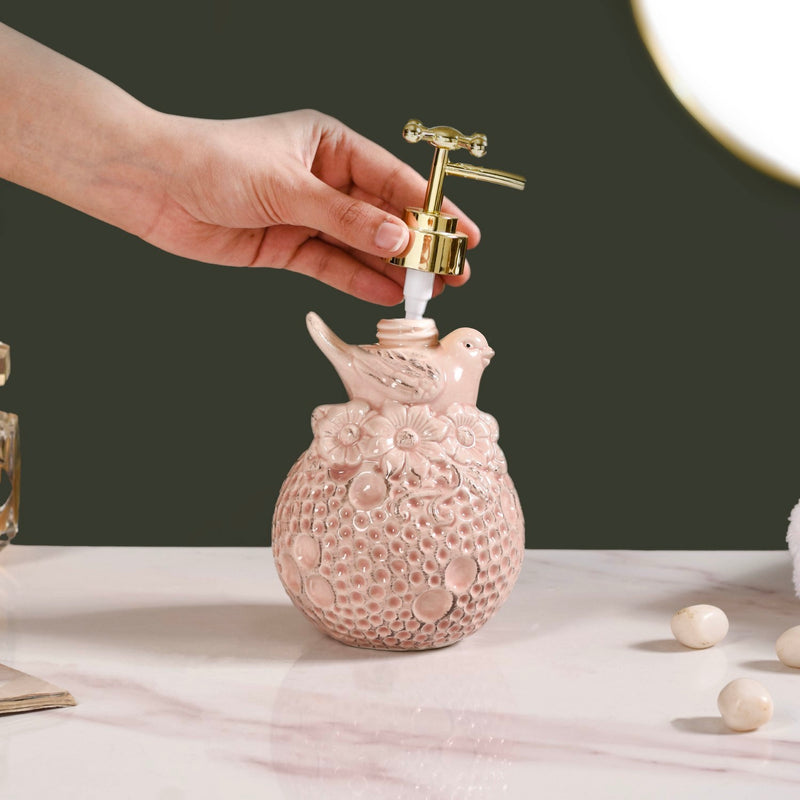 Pink Bird Embossed Liquid Dispenser
