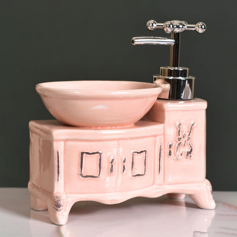 Sink With Tap Ceramic Soap Dispenser Peach