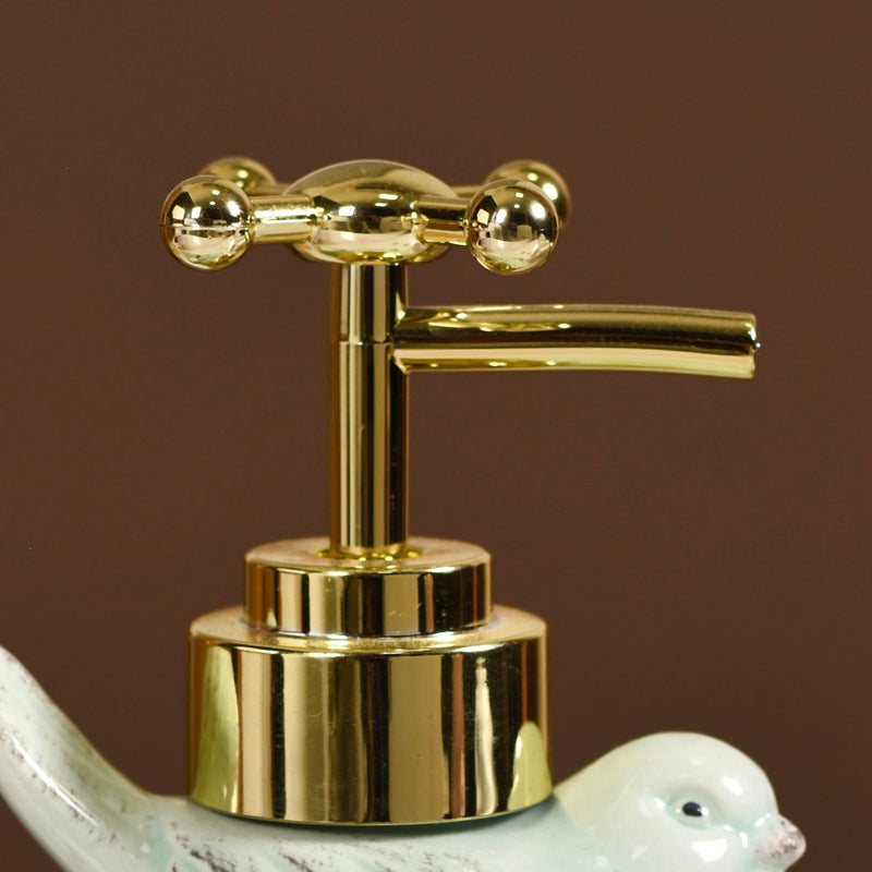 Bird Ceramic Embossed Liquid Soap Dispenser Pastel Green
