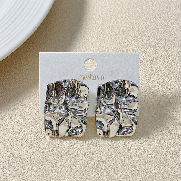 Distressed Silver Drop Earrings