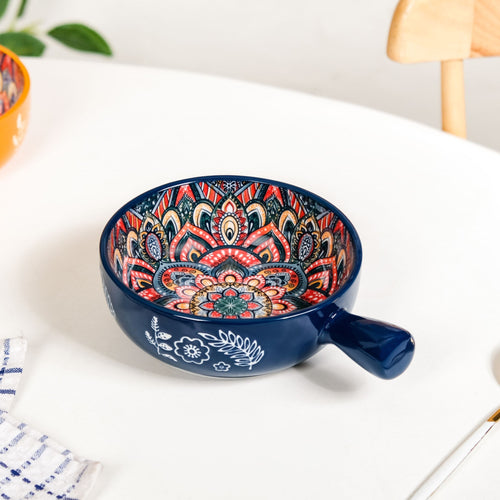 Divine Blue Mandala Dish Bowl With Handle 600ml