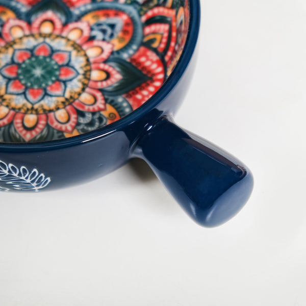 Mandala Melange Dish Bowl With Handle Blue 600ml