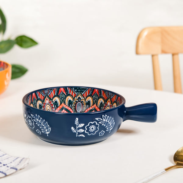 Mandala Melange Dish Bowl With Handle Blue 600ml