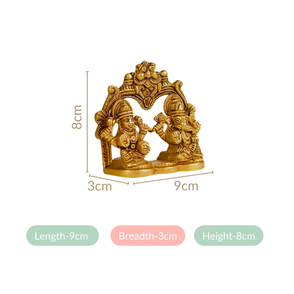 Divine Ganesh Laxmi Brass Idol 8cm