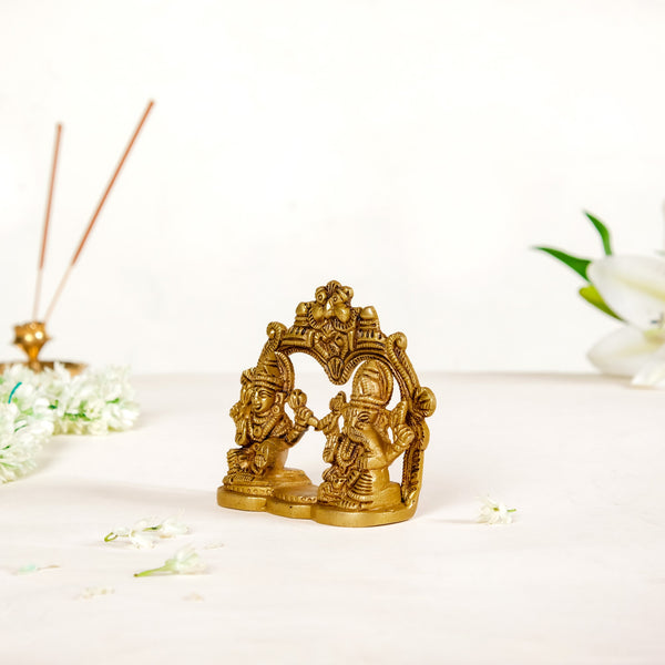 Divine Ganesh Laxmi Brass Idol 8cm