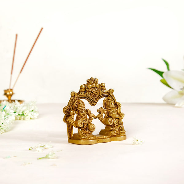 Divine Ganesh Laxmi Brass Idol 8cm