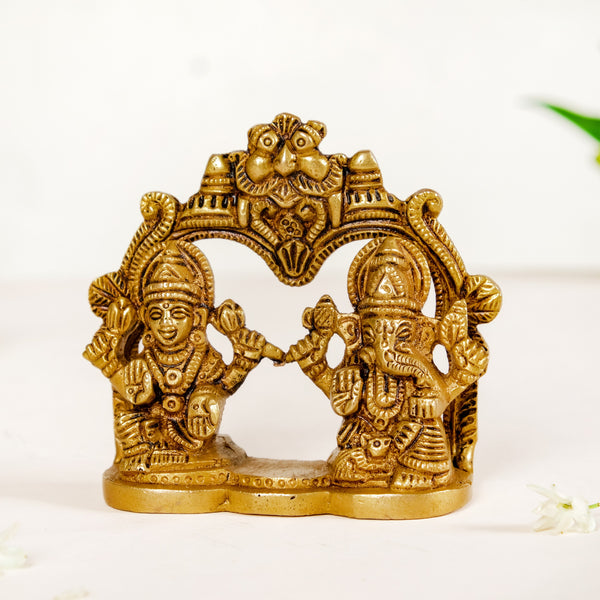 Divine Ganesh Laxmi Brass Idol 8cm