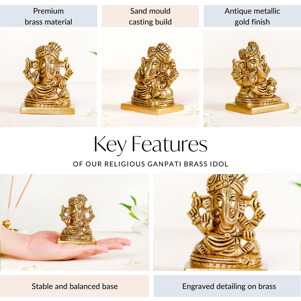 Ganpati Brass Idol 8cm