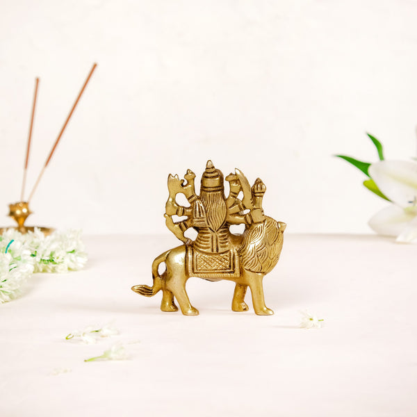 Simhavahini Goddess Durga Idol For Prayer Room 9cm