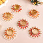 Applique Petal Tea Light Holders With Faux Pearls Set Of 6