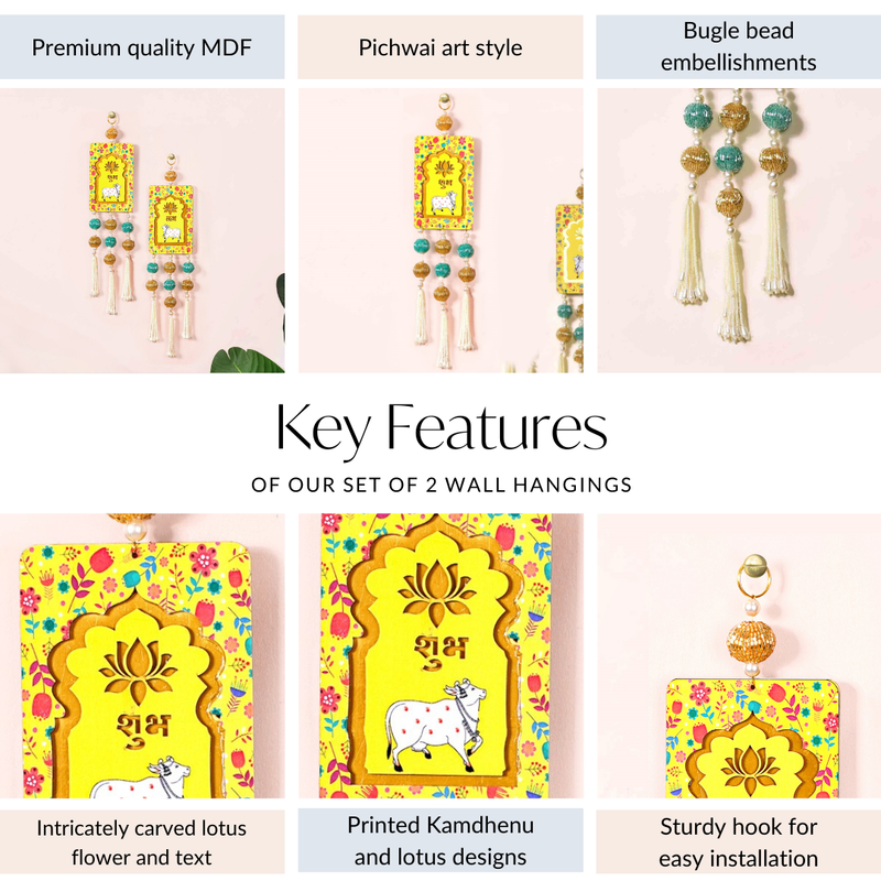 Set Of 2 Kamdhenu Wall Decor With Tassels
