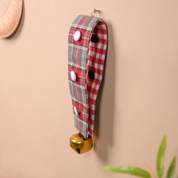 Plaid Christmas Bell Hanging Decor Double Sided Red