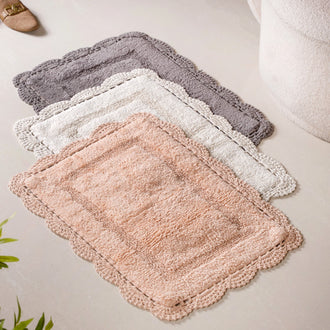 Set Of 3 Crochet Bordered Cotton Floor Mats 29x21 Inch