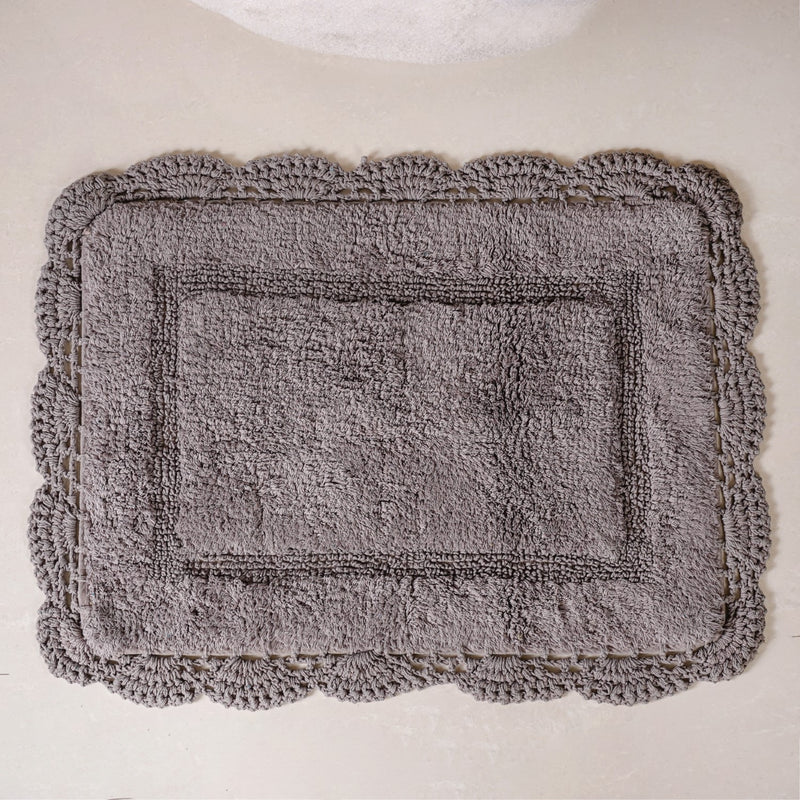 Set Of 3 Crochet Bordered Cotton Floor Mats 29x21 Inch