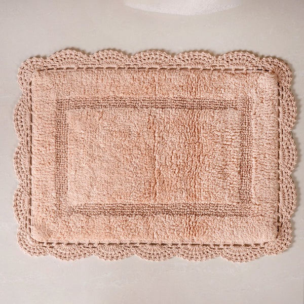 Set Of 3 Crochet Bordered Cotton Floor Mats 29x21 Inch