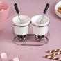 Double Bowl Ceramic Fondue Set