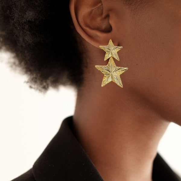 Double Star Dangle Earrings