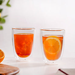 OJ Americano Double Wall Glass Tumblers Set Of 2 490ml