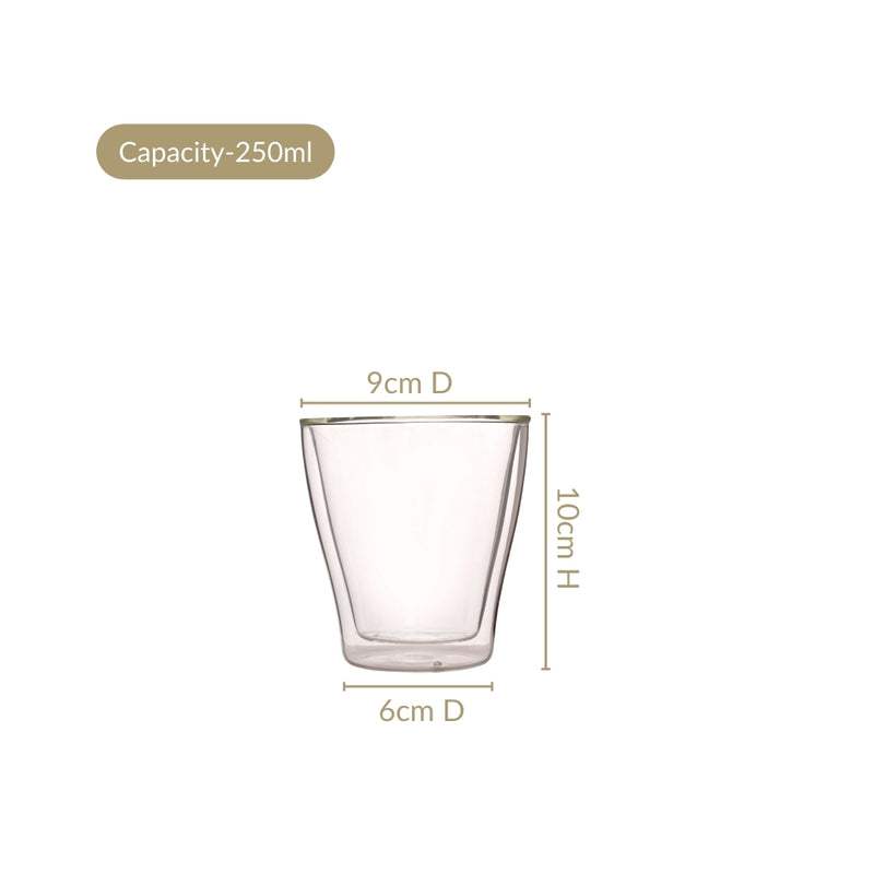 Double Walled Borosilicate Tumblers Set Of 4 250ml