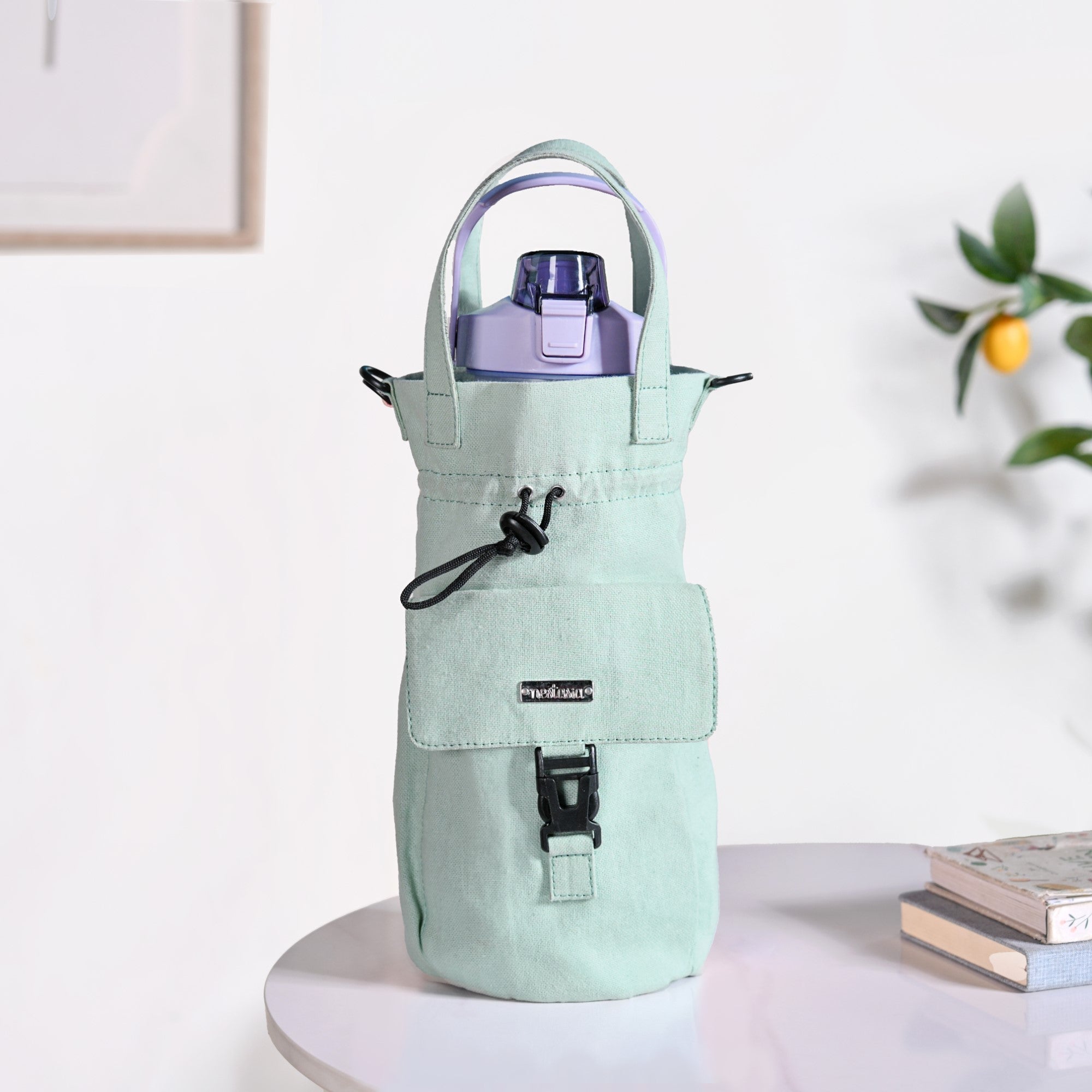 Chic Mint Drawstring Bottle Holder