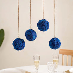 Blue Flower Ball Wall Hanging Set Of 4