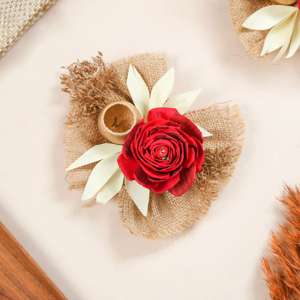 Set of 6 Decorative Dried Flowers And Jute Bunch