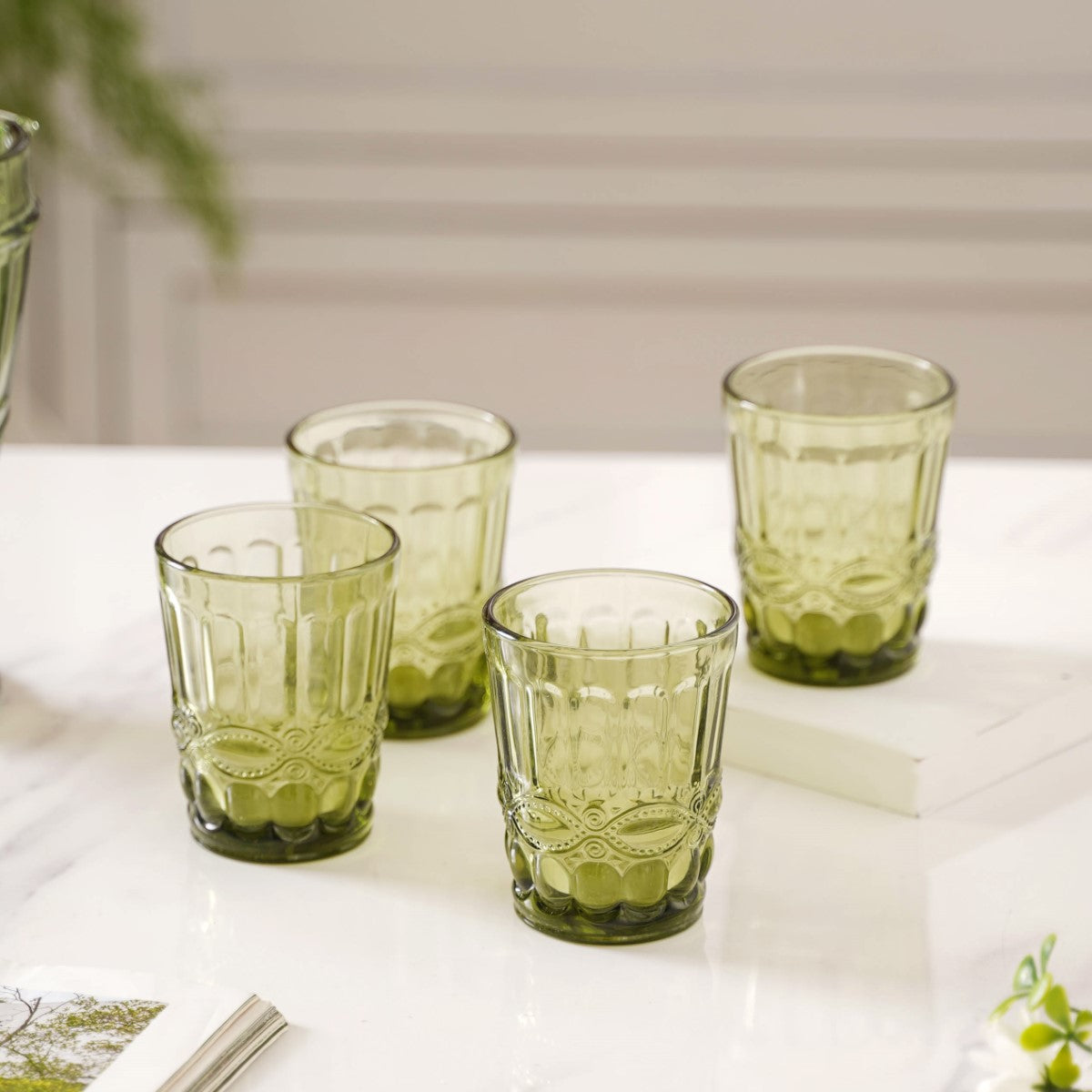 Green Water Cup Set of 4 Online - Premium Tumbler | Nestasia