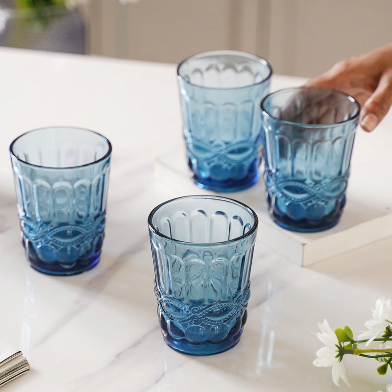 Aqua Blue Juice Glass Set of 4