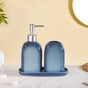 Modern Stoneware Bathroom Set of 3 Ocean Blue