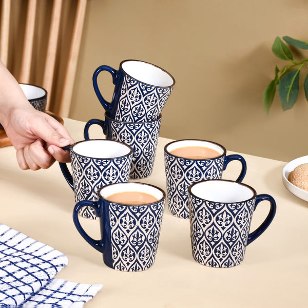 Baroque Tea Cup Set Of 6 Navy Blue 250ml