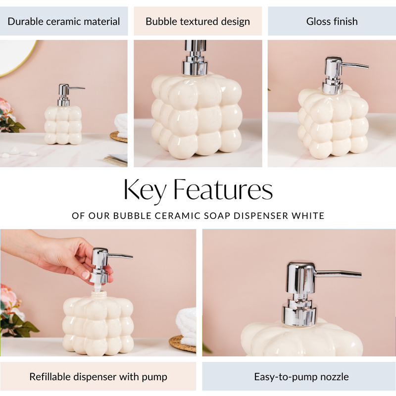 Bubble Ceramic Soap Dispenser White 520ml