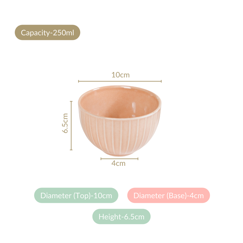 Costola Ceramic Vegetable Bowl Set Of 6 250ml