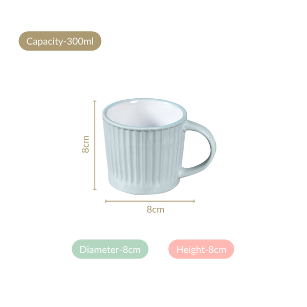 Cresta Ceramic Coffee Cup Set Of 6 Blue 300ml