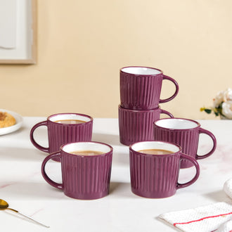 Cresta Ceramic Coffee Cup Set Of 6 Purple 300ml