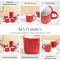 Cresta Ceramic Coffee Mug Set Of 6 Red 300ml