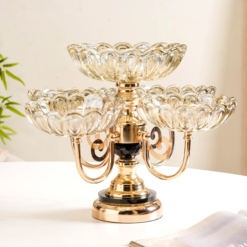 Decorative Glass Bowls With Rotating Metal Stand