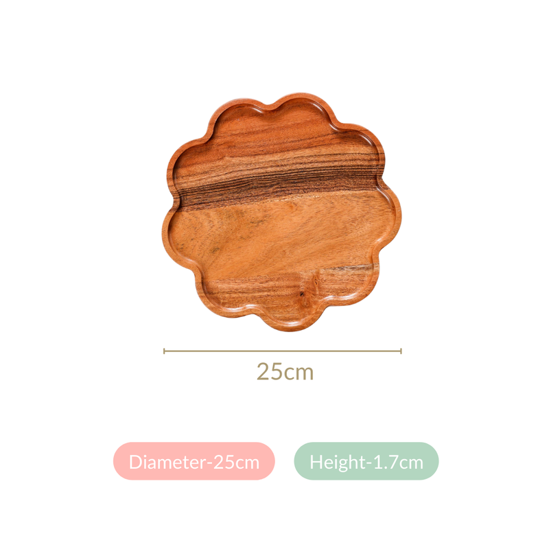 Flower Shaped Acacia Wood Serving Platter - Snack platter, wooden snack platter, serving platter, charcuterie platter
