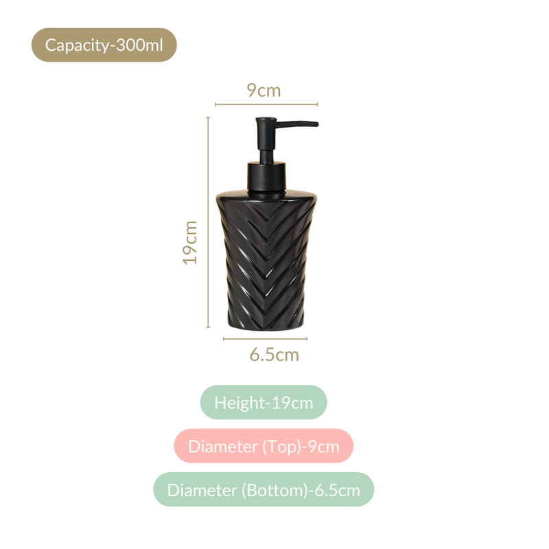 Geometric Design Liquid Dispenser Black 300ml