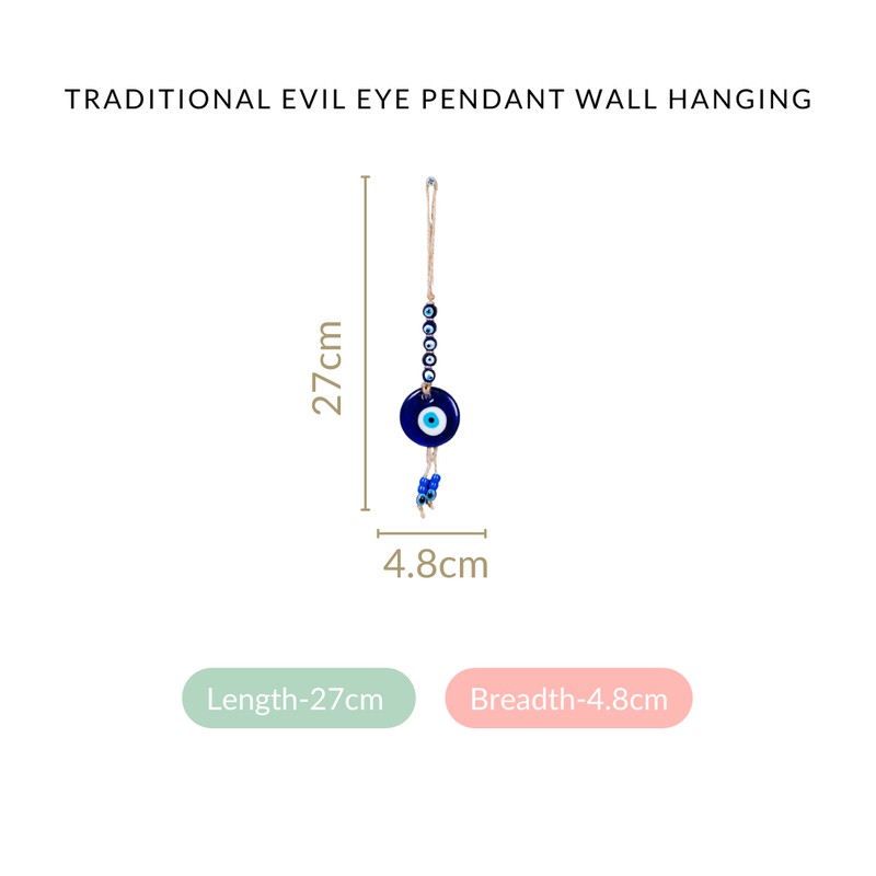 Glass Evil Eye Pendant Wall Hanging - Traditional Evil Eye Pendant, Wall Hanging Evil Eye, Decorative Evil Eye Pendant, Traditional Evil Eye Ornament